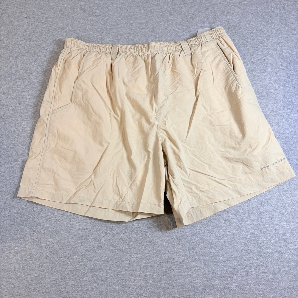 Columbia PFG Shorts Mens L Beige Omni-Shade Performance Fishing Gear 6 Inch